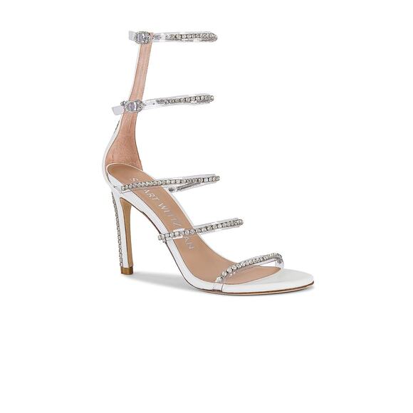 Stuart Weitzman Nudistglam 100 Gladiator Stiletto Heeled Sandal Clear Size 8 - Picture 1 of 15